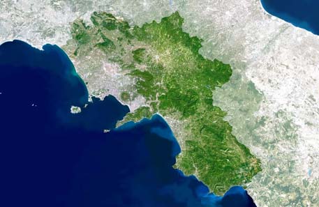 Immagine satellitare della regione Campania